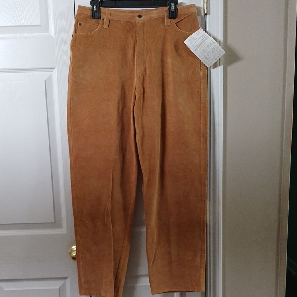 Denim&Co crosstretch tan corduroy pants Sz 16 NWOT